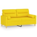 Sofá 2 Lug. + Almofadas Decorativas 140 cm Tecido Amarelo-claro