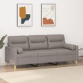 Sofá 3 Lug. +almofadas Decoração 180cm Tecido Cinza-acastanhado