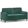 Sofá 2 Lug. C/ Almofadas Decorativas 140cm Veludo Verde-escuro