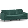 Sofá 3 Lug. C/ Almofadas Decorativas 180 cm Veludo Verde-escuro