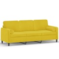 Sofá 3 Lugares C/ Almofadas Decorativas 180 cm Veludo Amarelo