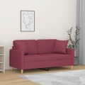 Sofá 2 Lug. + Almofadas Decorativas 140cm Tecido Vermelho Tinto