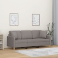 Sofá 3 Lug. +almofadas Decoração 180cm Tecido Cinza-acastanhado