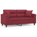 Sofá 2 Lugares +almofadas 140cm Couro Artificial Vermelho Tinto