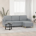 Sofá de 3 Lugares com Apoio de Pés 180 cm Tecido Cinzento-claro