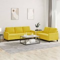 Conjunto de Sofás com Almofadões Veludo Amarelo 2 pcs