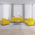 Conjunto de Sofás com Almofadões Veludo Amarelo 3 pcs