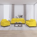 Conjunto de Sofás com Almofadões Tecido Amarelo-claro 3 pcs