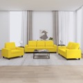 Conjunto de Sofás Tecido Amarelo-claro 3 pcs