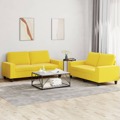 Conjunto de Sofás Tecido Amarelo-claro 2 pcs