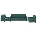 Conjunto de Sofás Veludo Verde-escuro 3 pcs