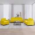 Conjunto de Sofás Veludo Amarelo 3 pcs