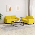 Conjunto de Sofás com Almofadas Veludo Amarelo 2 pcs