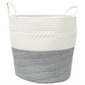 Cesto de Arrumação Ø43x38 cm Algodão Cinzento e Branco