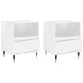 Mesa de Cabeceira 2 pcs Derivados de Madeira Branco Brilhante