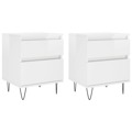 Mesa de Cabeceira 2 pcs Derivados de Madeira Branco Brilhante