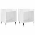 Mesa de Cabeceira 2 pcs Derivados de Madeira Branco Brilhante