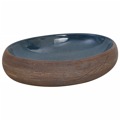 Lavatório de Bancada Oval 59x40x15 cm Cerâmica Castanho e Azul