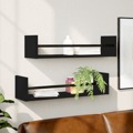 Prateleiras de Parede com Barras 2 pcs 60x16x14 cm Preto