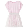 Vestido Criança C/ Folhos Estampa Corações Brilhantes Rosa-claro 104