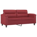 Sofá de 2 Lugares 140 cm Couro Artificial Vermelho Tinto