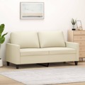 Sofá de 2 Lugares 140 cm Couro Artificial Cor Creme