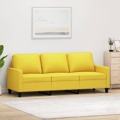 Sofá de 3 Lugares 180 cm Tecido Amarelo-claro