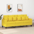 Sofá de 3 Lugares 180 cm Tecido Amarelo-claro