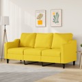 Sofá de 3 Lugares 180 cm Tecido Amarelo-claro