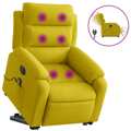 Poltrona Massagens Reclin. Elevatória Elétrica Veludo Amarelo