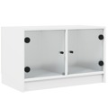 Móvel de Tv C/ Portas de Vidro 68x37x42 cm Branco