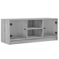 Móvel de Tv C/ Portas de Vidro 102x37x42 cm Cinza Sonoma