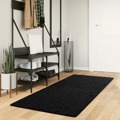 Tapete Shaggy de pelo Alto 80x200 cm Preto