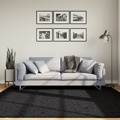 Tapete Shaggy de pelo Alto 200x200 cm Preto