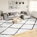 Tapete Shaggy de pelo Alto 300x400 cm Cor Creme e Preto