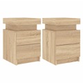 Mesas Cabeceira C/ Luzes LED 2 pcs 35x39x55 cm Carvalho Sonoma