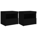 Mesas de Cabeceira C/ Luzes LED 2 pcs 50x40x45 cm Preto