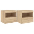 Mesas Cabeceira C/ Luzes LED 2 pcs 50x40x45 cm Carvalho Sonoma