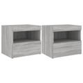 Mesas Cabeceira C/ Luzes LED 2 pcs 50x40x45 cm Cinza Sonoma