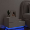 Mesa de Cabeceira com Luzes LED 70x36x40,5 cm Branco