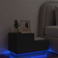 Mesa de Cabeceira com Luzes LED 70x36x40,5 cm Preto