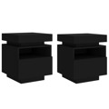 Mesas de Cabeceira C/ Luzes LED 2 pcs 40x39x48,5 cm Preto