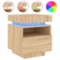 Mesa de Cabeceira com Luzes LED 40x39x48,5 cm Carvalho Sonoma