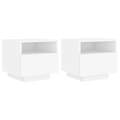 Mesas de Cabeceira com Luzes LED 2 pcs 40x39x37 cm Branco