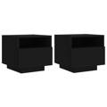 Mesas de Cabeceira C/ Luzes LED 2 pcs 40x39x37 cm Preto