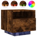 Mesa de Cabeceira com Luzes LED 40x39x37 cm Carvalho Fumado