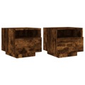 Mesas Cabeceira C/ Luzes LED 2 pcs 40x39x37 cm Carvalho Fumado