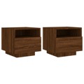 Mesas Cabeceira C/ Luzes LED 2 pcs 40x39x37cm Carvalho Castanho