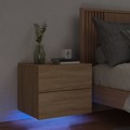 Mesa de Cabeceira de Parede com Luzes LED Carvalho Sonoma