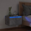 Mesa de Cabeceira de Parede com Luzes LED Cinzento Cimento